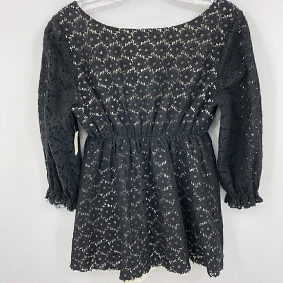 New With Tags Petticoat Alley Women’s Medium Black White Lace Light Blouse - Picture 8 of 8